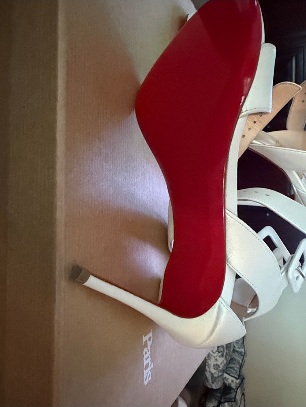 Christian Louboutin White Leather Ankle-Strap Open-Toe Heels - Picture 5 of 8